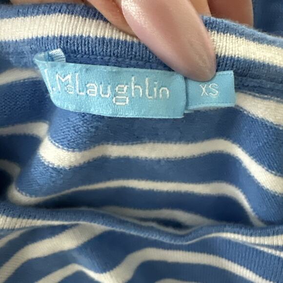 J MCLAUGHLIN Sweater Womens XS Blue White Striped Lightweight Preppy Nautical - Picture 4 of 7